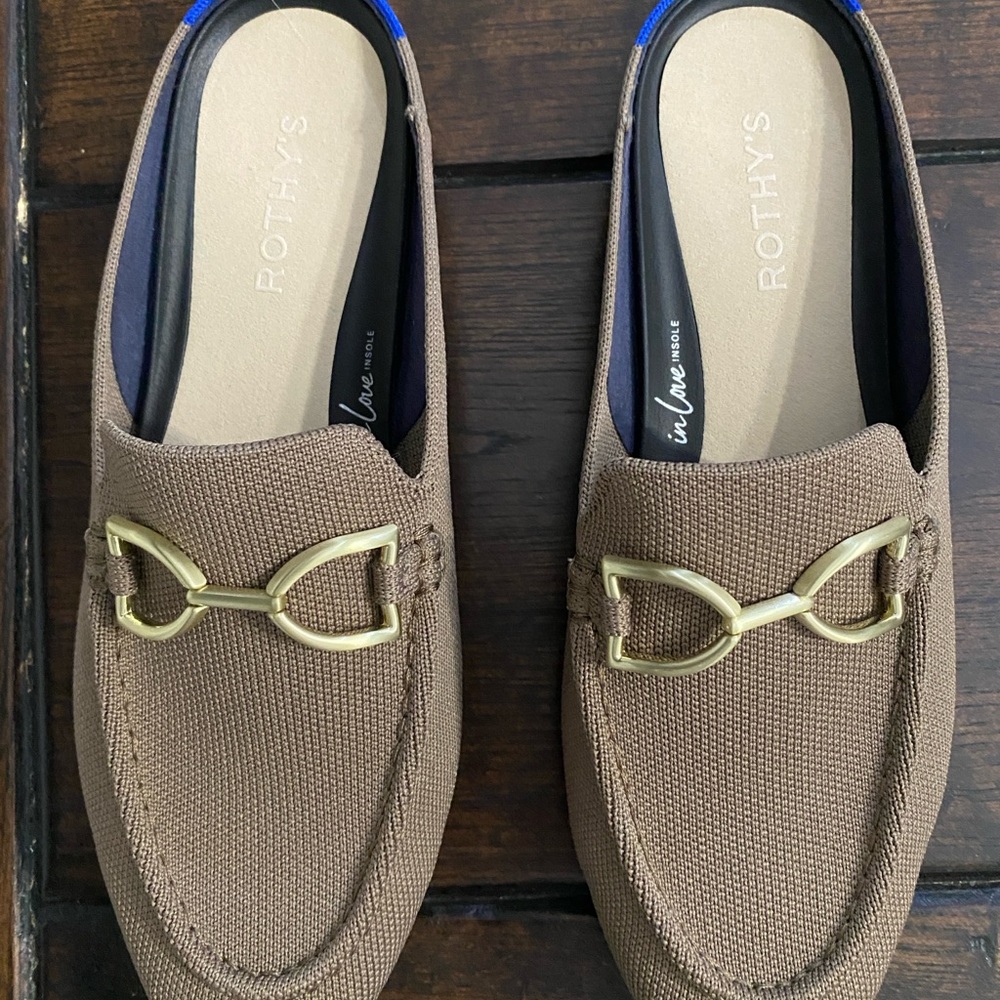 Rothy's Brown Loafers with Gold Detail - Picture 4 of 7